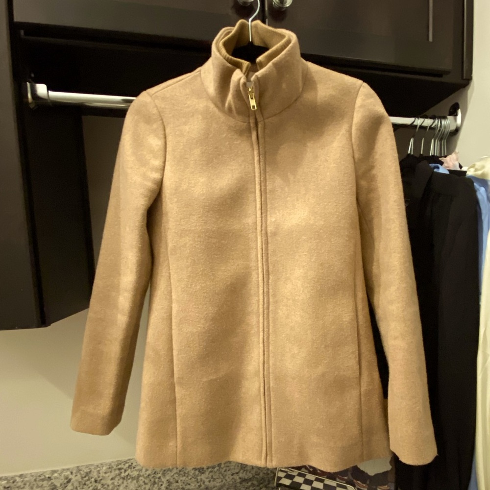 J Crew Khaki Pea Coat with Sweater Collar. Size 00